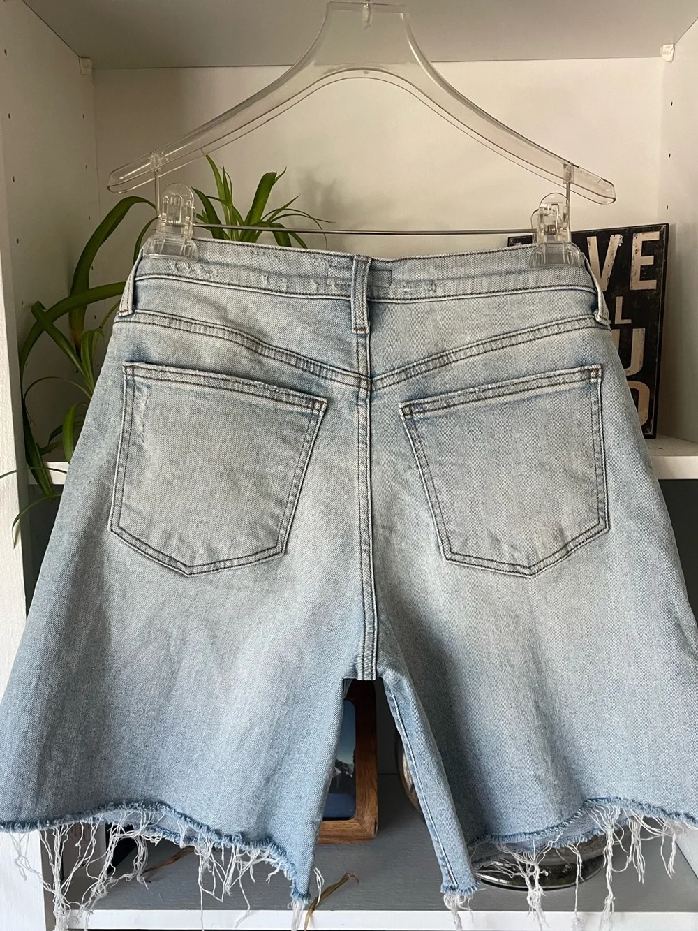 Kut from the Kloth Light Blue Frayed Hem Denim Shorts